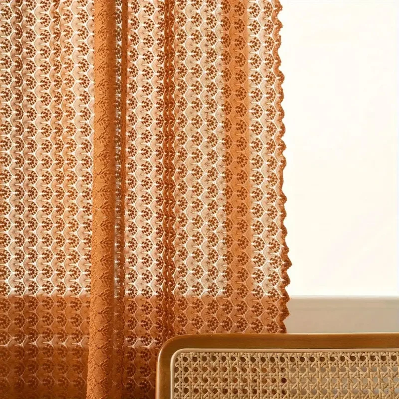 Euroselle Boho Crochet Light Filtering Curtain Panel
