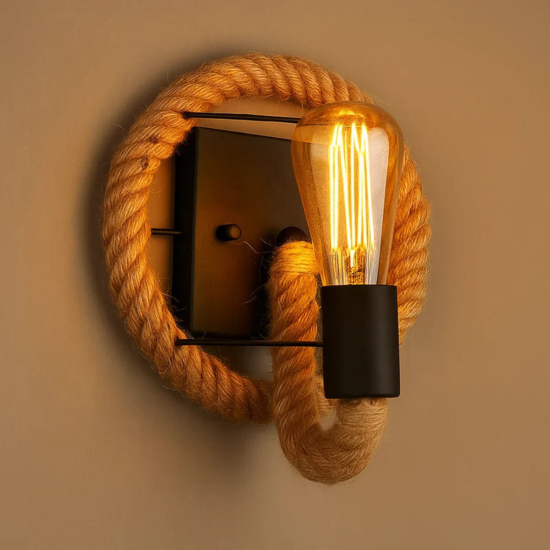 Euroselle Rope Design Iron Wall Sconce E27 Indoor Lighting 20x15x12 Cm