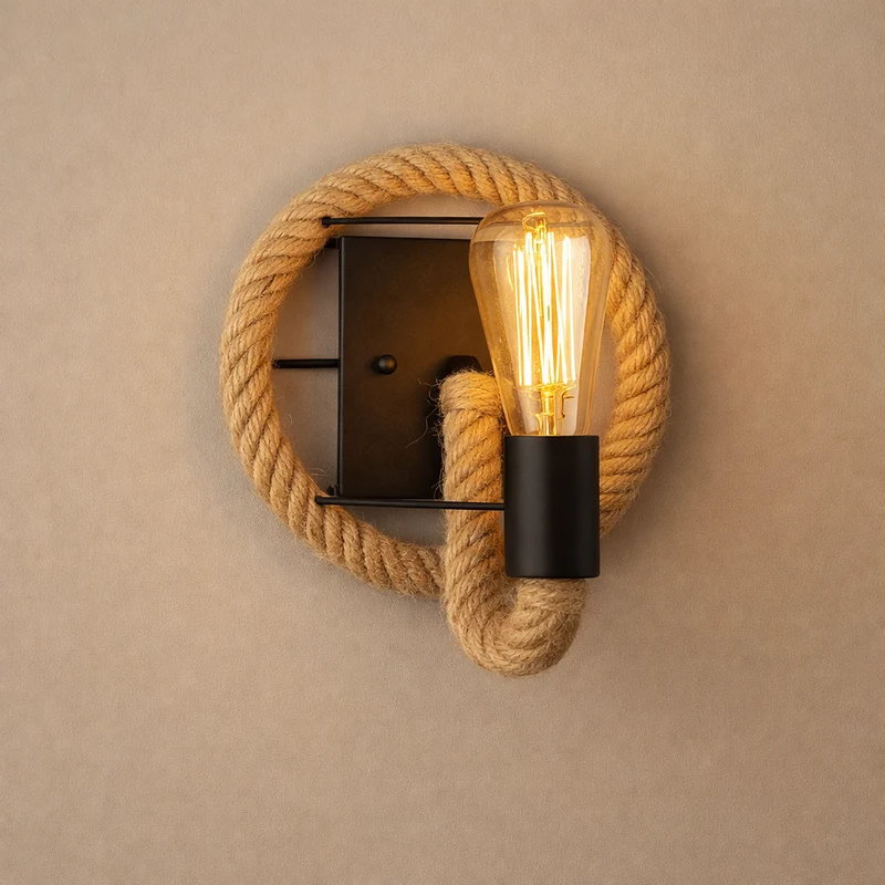 Euroselle Rope Design Iron Wall Sconce E27 Indoor Lighting 20x15x12 Cm