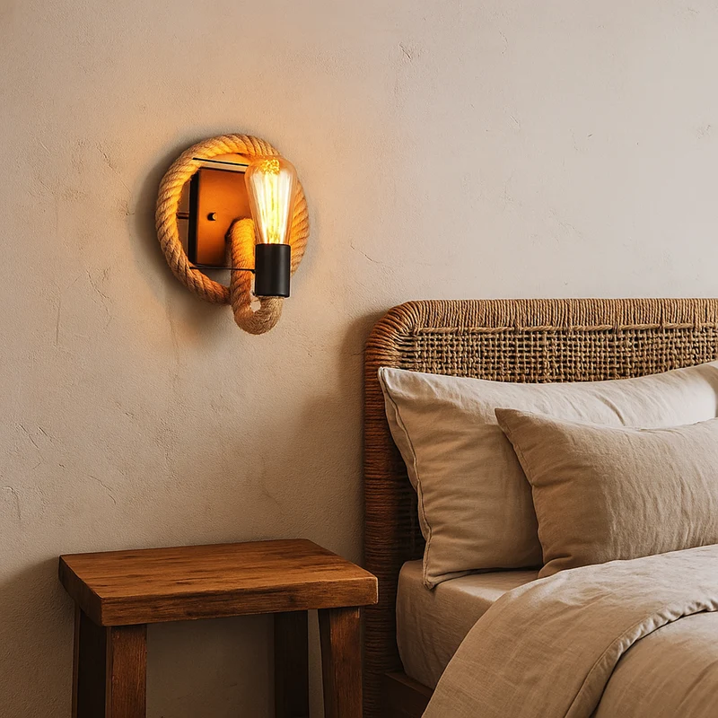 Euroselle Rope Design Iron Wall Sconce E27 Indoor Lighting 20x15x12 Cm