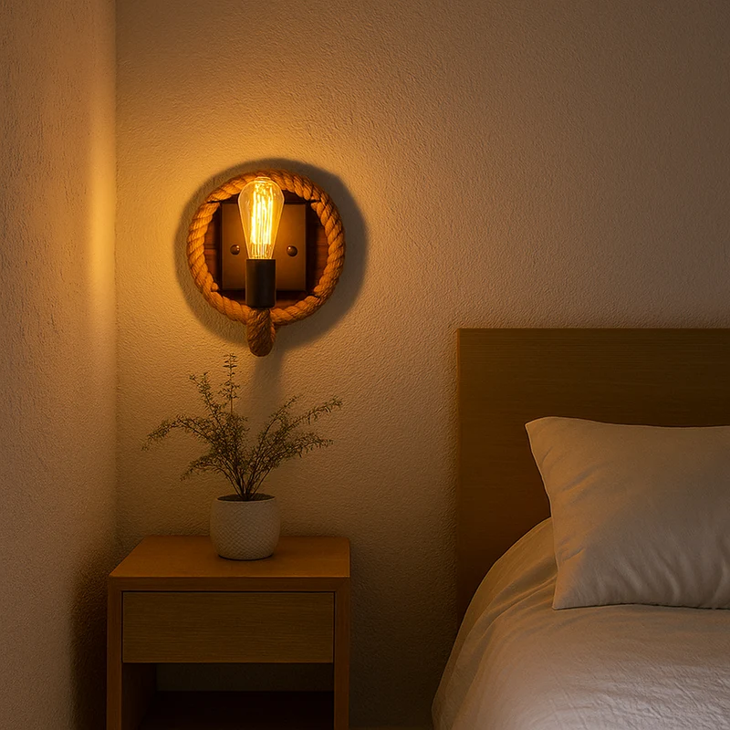 Euroselle Rope Design Iron Wall Sconce E27 Indoor Lighting 20x15x12 Cm