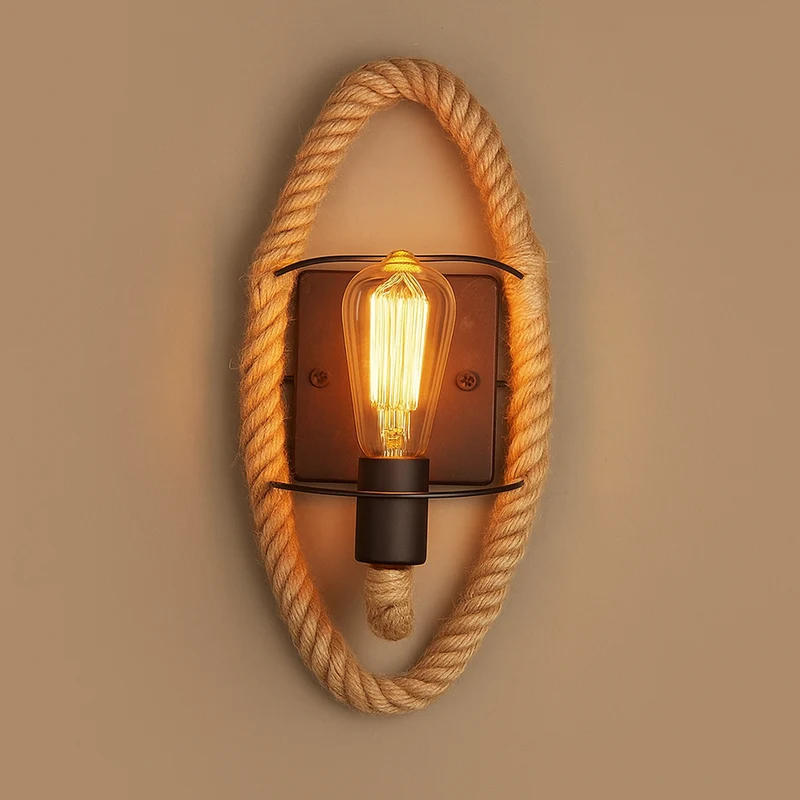 Euroselle Rope Design Iron Wall Sconce E27 Indoor Lighting 20x15x12 Cm