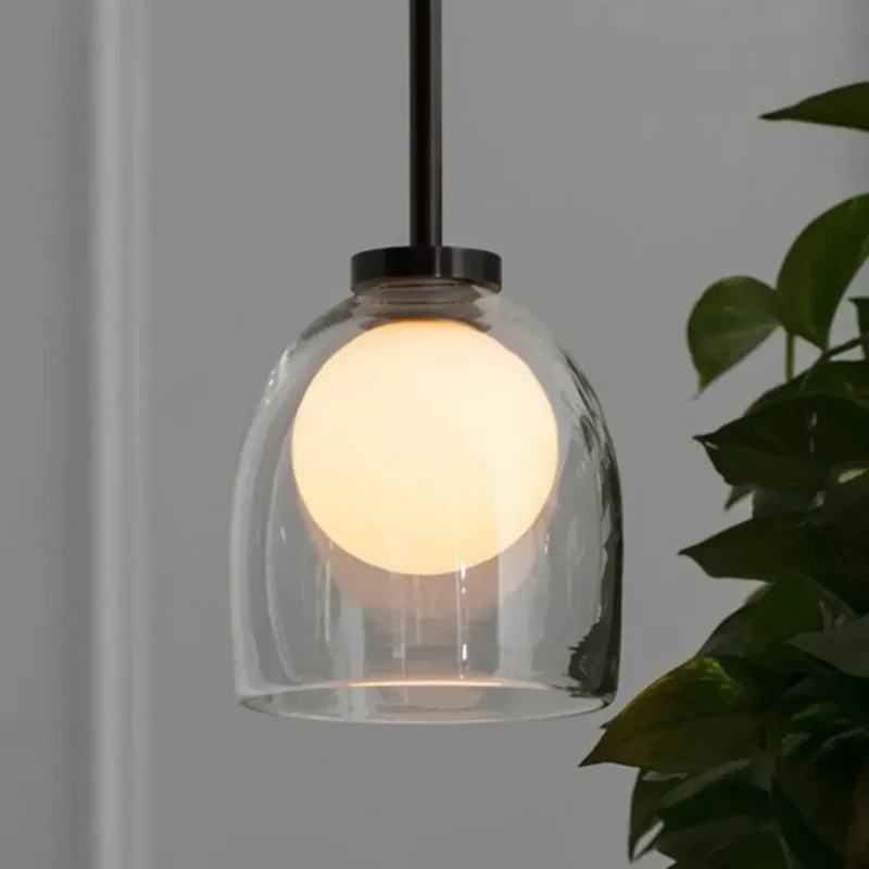 Euroselle Pendant Lamp With Clear Glass Shade And Adjustable Cord Bi-Pin Bulb
