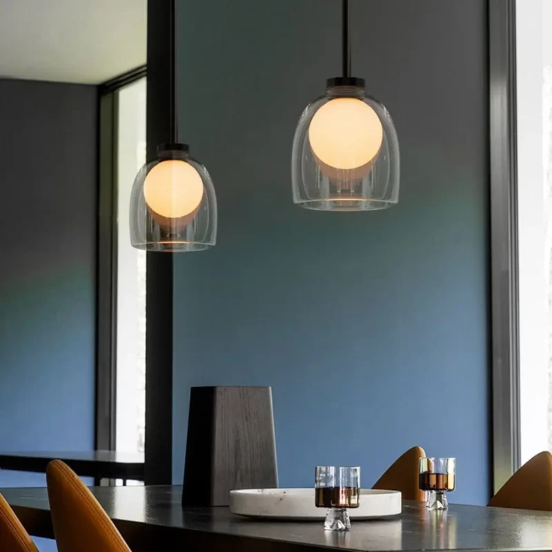 Euroselle Pendant Lamp With Clear Glass Shade And Adjustable Cord Bi-Pin Bulb