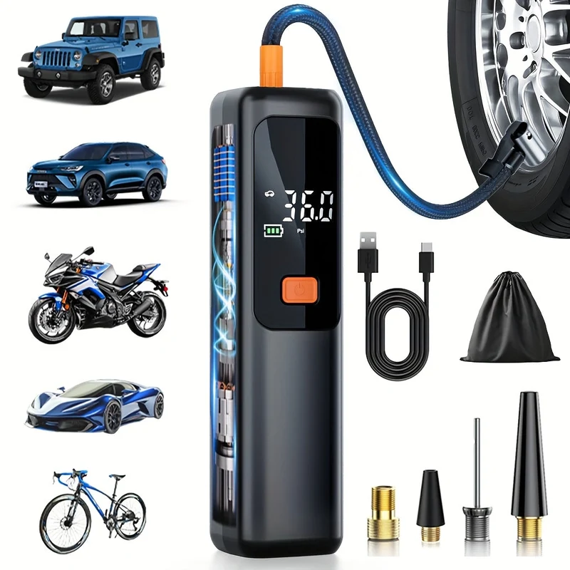 Euroselle Digital Tire Inflator 150 PSI Air Compressor With LCD Display USB Fast Charge
