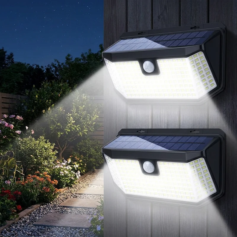 Euroselle Solar Motion Sensor Outdoor Security Light 182 LED Beads IP65 Wall Lamp