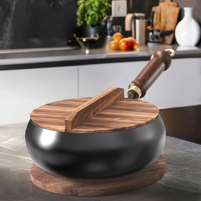 Euroselle Heavy-Duty Cast Iron Skillet With Lid For Powerful Heat Retention