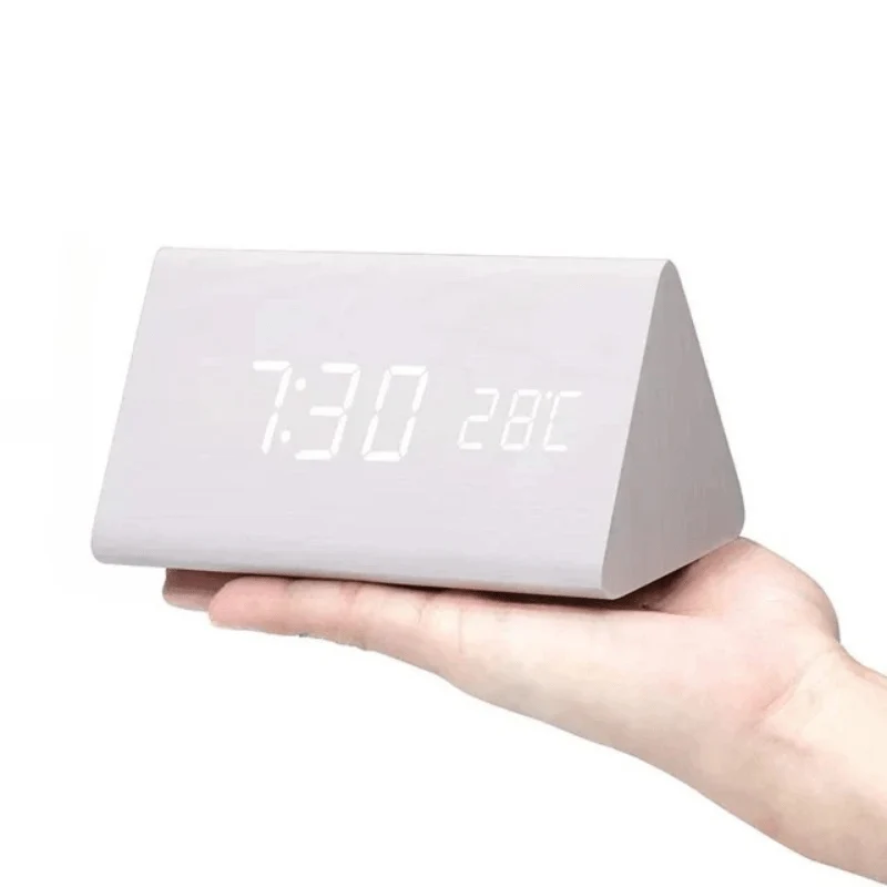 Euroselle Wooden LED Alarm Clock With Voice Control And Adjustable Brightness