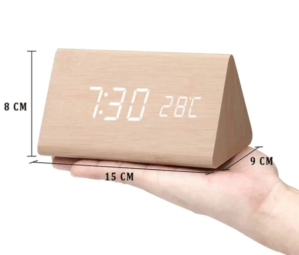 Euroselle Wooden LED Alarm Clock With Voice Control And Adjustable Brightness
