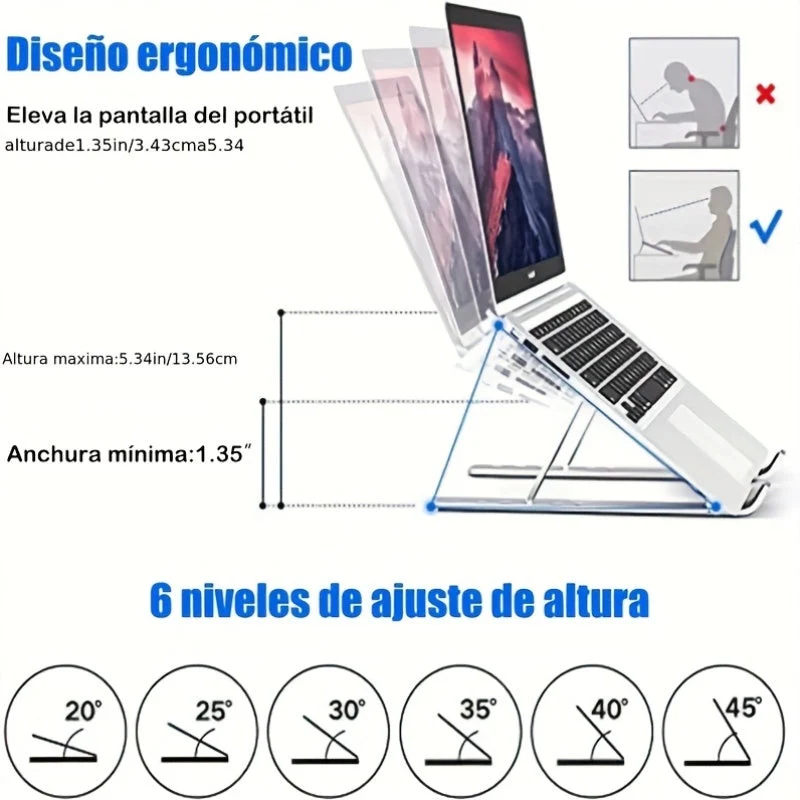 Euroselle Adjustable Aluminum Laptop Stand Foldable Desk Accessory