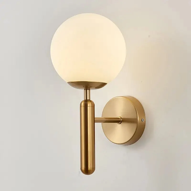 Euroselle Wall Sconce With Glass Shade Single Head E27 Warm White Metal