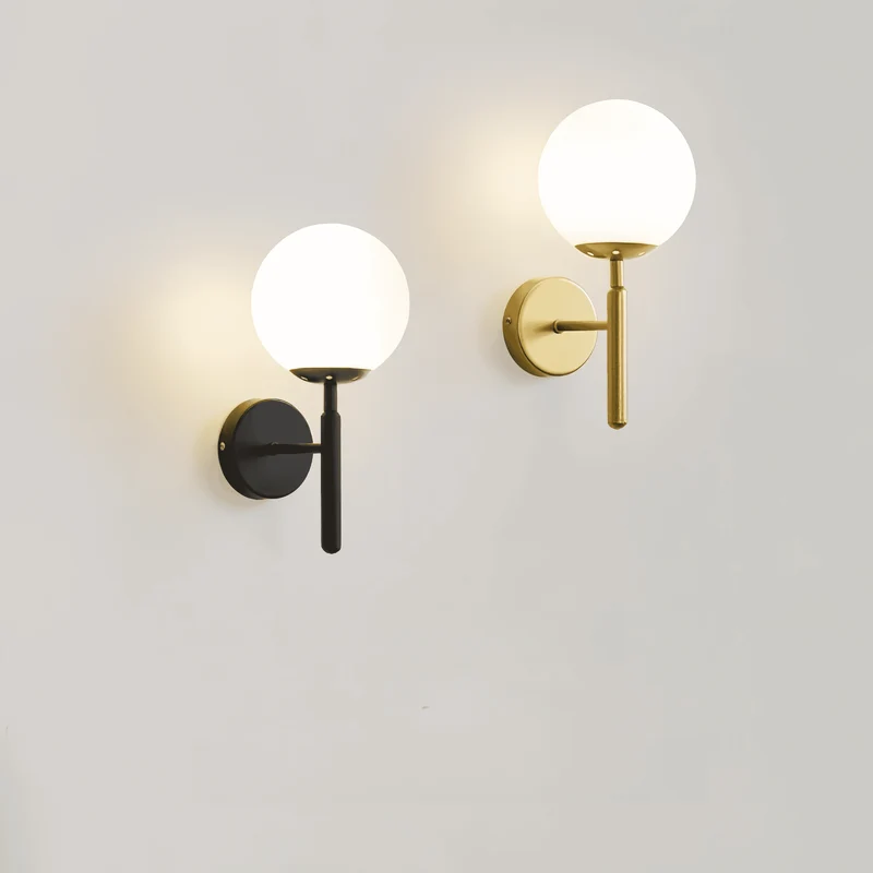 Euroselle Wall Sconce With Glass Shade Single Head E27 Warm White Metal
