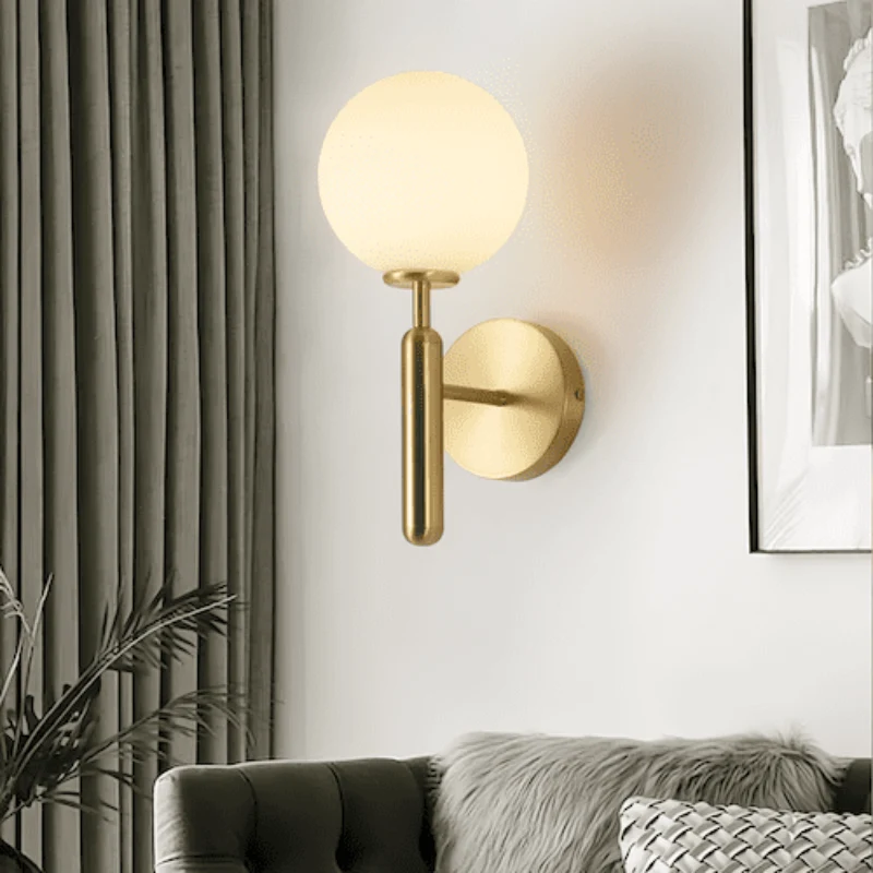 Euroselle Wall Sconce With Glass Shade Single Head E27 Warm White Metal