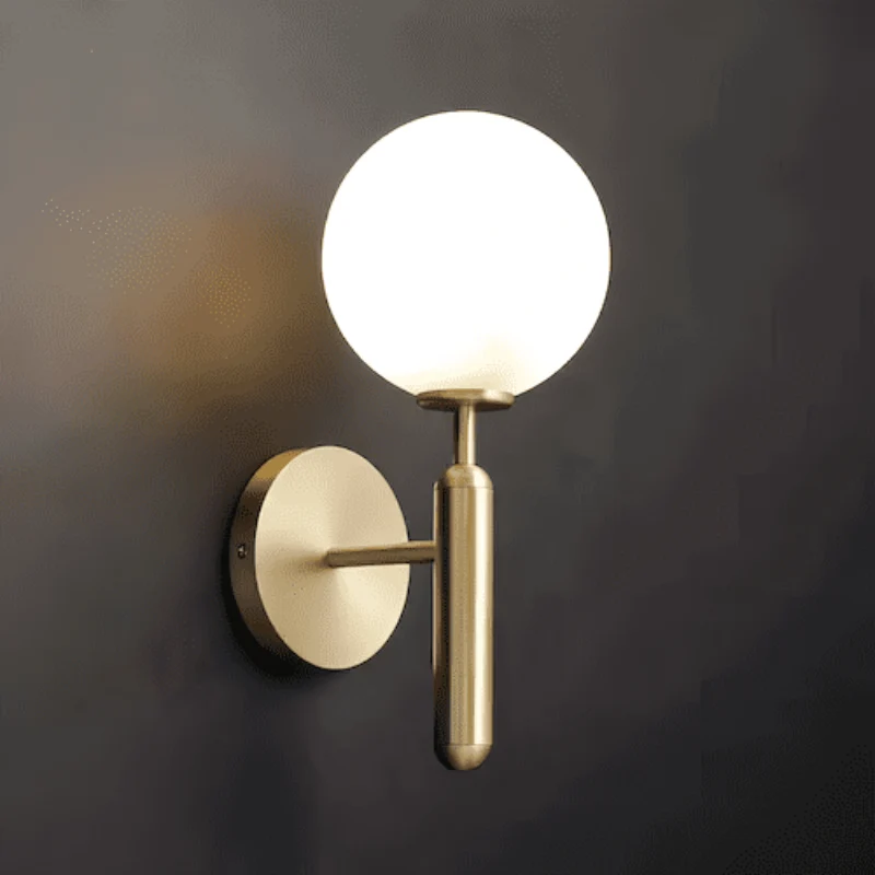 Euroselle Wall Sconce With Glass Shade Single Head E27 Warm White Metal