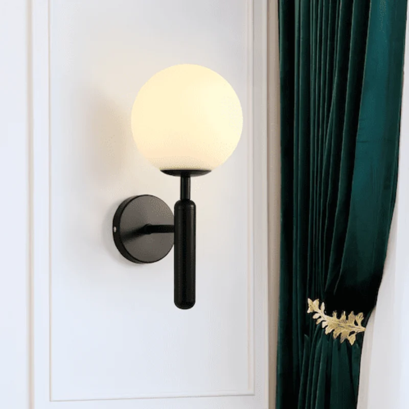 Euroselle Wall Sconce With Glass Shade Single Head E27 Warm White Metal