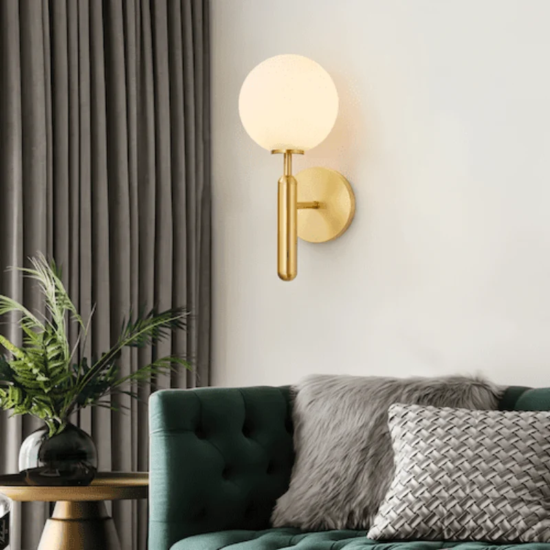Euroselle Wall Sconce With Glass Shade Single Head E27 Warm White Metal