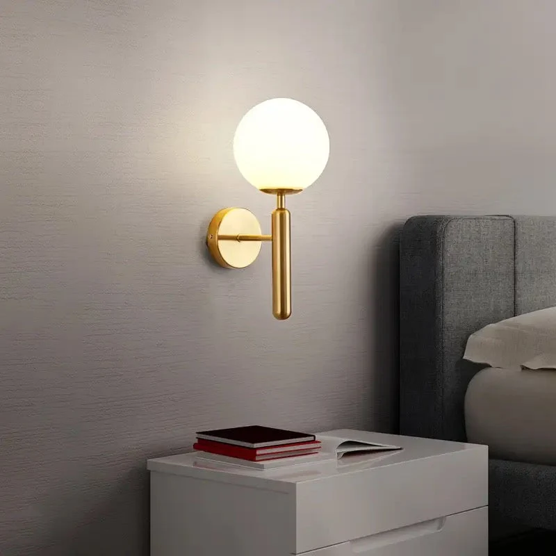 Euroselle Wall Sconce With Glass Shade Single Head E27 Warm White Metal