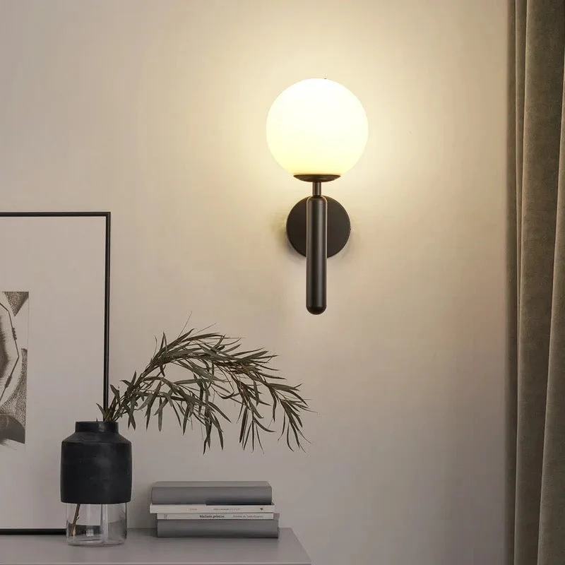 Euroselle Wall Sconce With Glass Shade Single Head E27 Warm White Metal