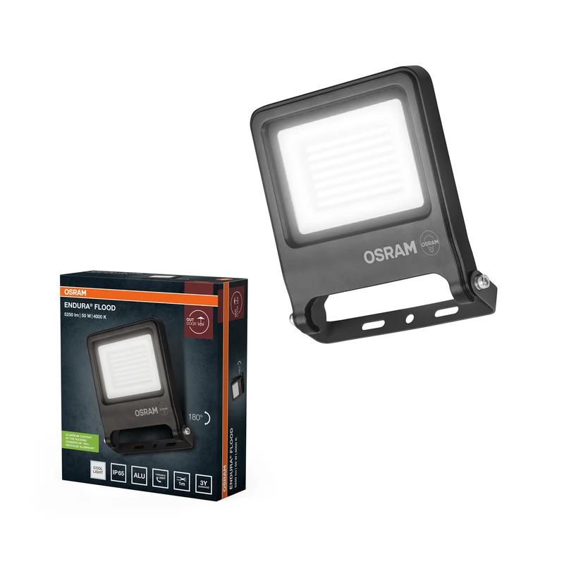 OSRAM ENDURA FLOOD PC 50W LED-Fluter, 4000K kaltweiß, 5000 Lumen, IP65 Flutlicht für große Flächen, 100 lm/W Effizienz