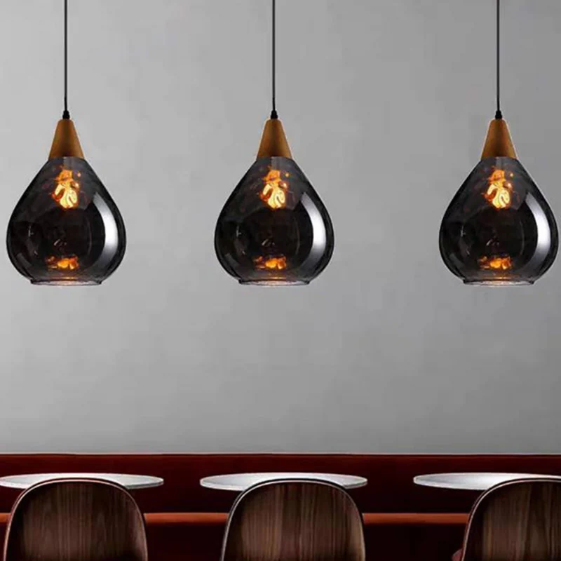 Euroselle Teardrop Pendant Light With Vintage Glass Fixture For Home Ambience
