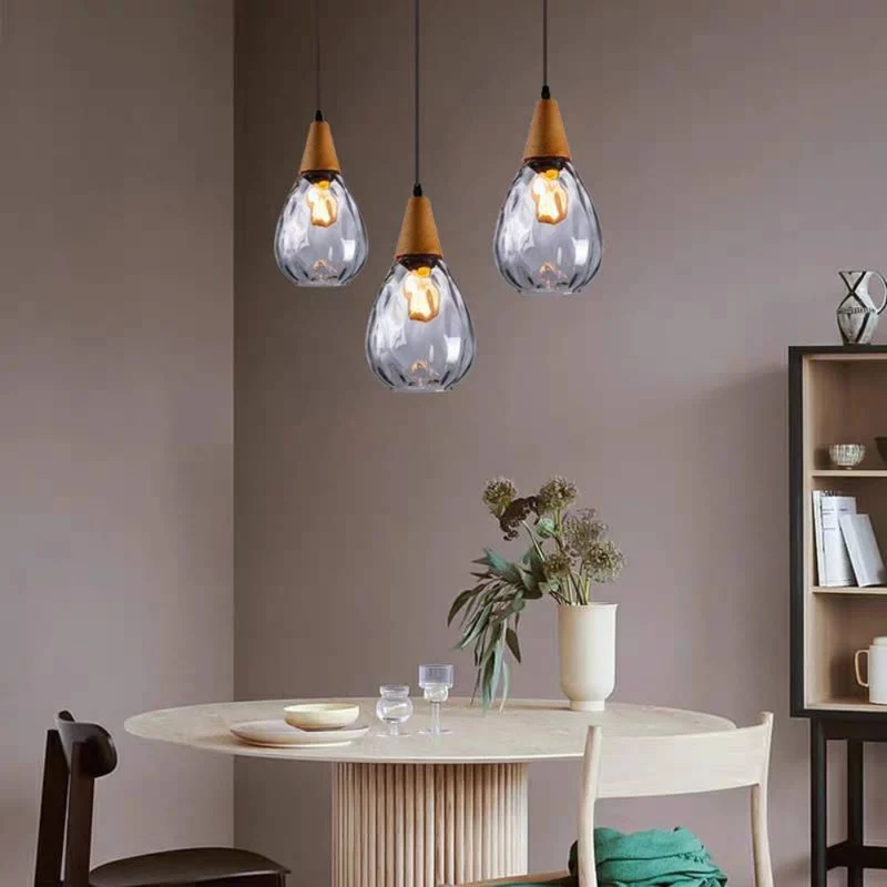 Euroselle Teardrop Pendant Light With Vintage Glass Fixture For Home Ambience