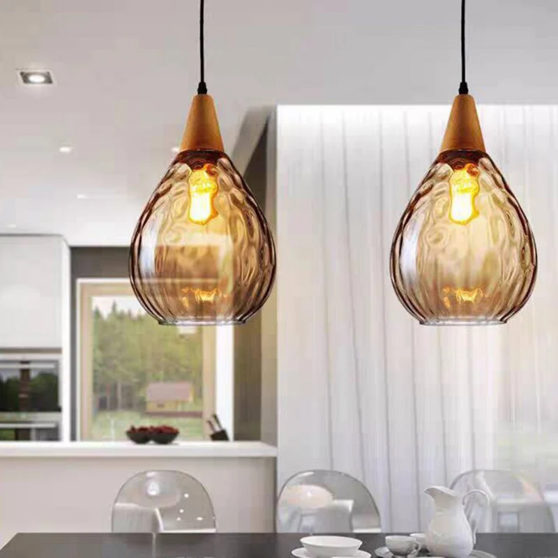 Euroselle Teardrop Pendant Light With Vintage Glass Fixture For Home Ambience