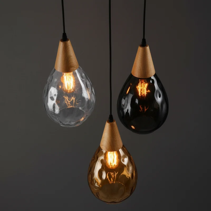 Euroselle Teardrop Pendant Light With Vintage Glass Fixture For Home Ambience