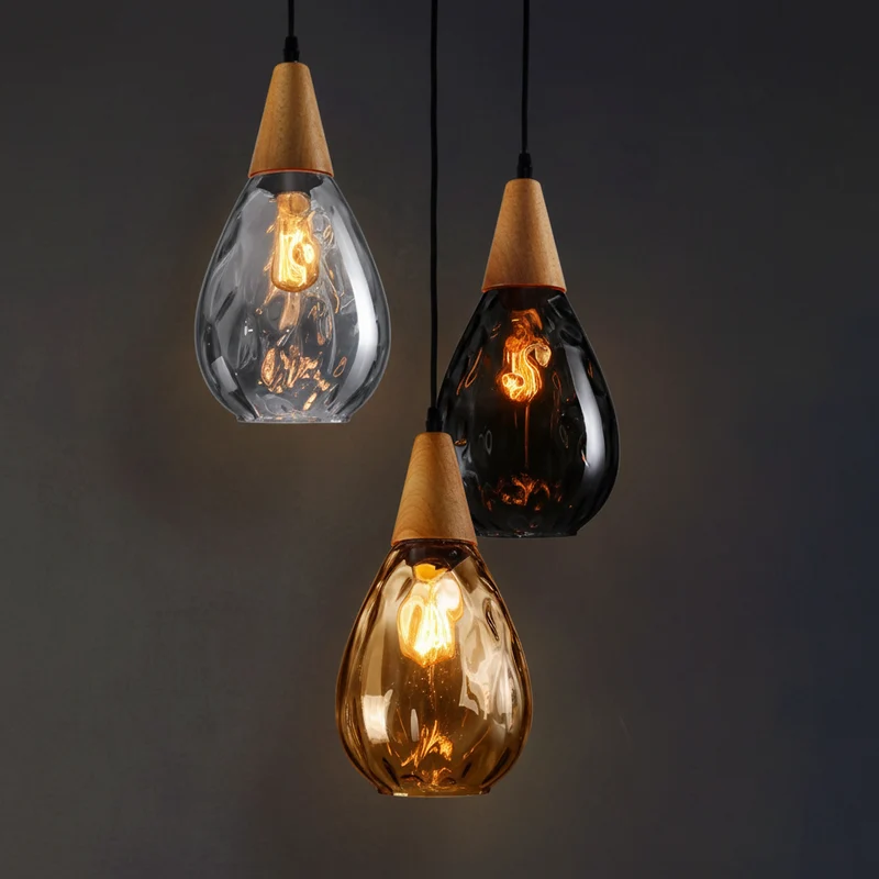 Euroselle Teardrop Pendant Light With Vintage Glass Fixture For Home Ambience