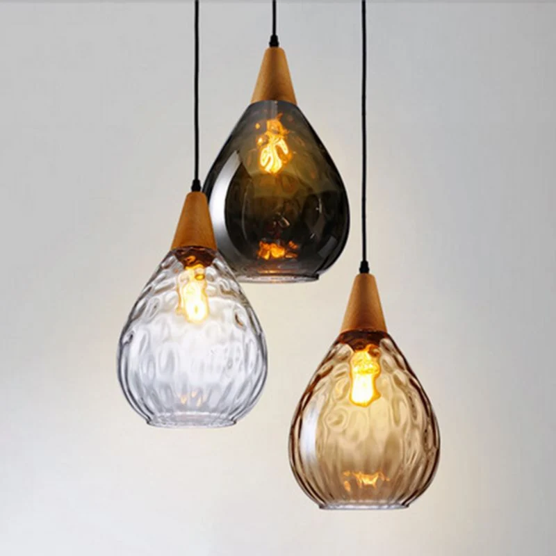 Euroselle Teardrop Pendant Light With Vintage Glass Fixture For Home Ambience