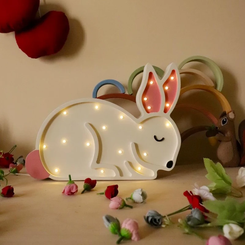LED Nachtlicht Hase aus Holz, dimmbar