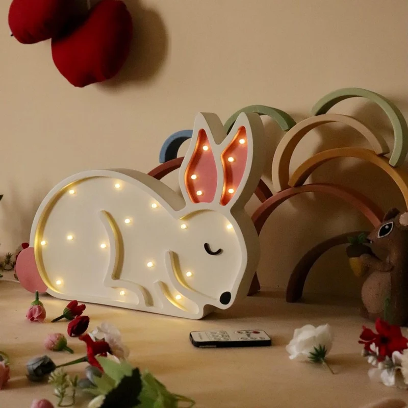 LED Nachtlicht Hase aus Holz, dimmbar