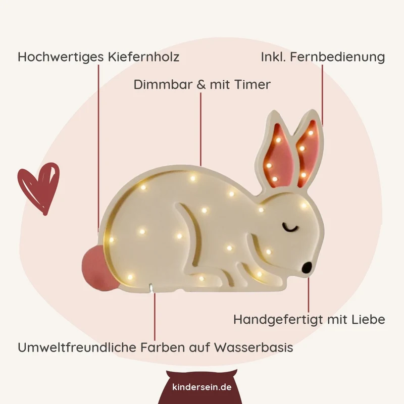 LED Nachtlicht Hase aus Holz, dimmbar