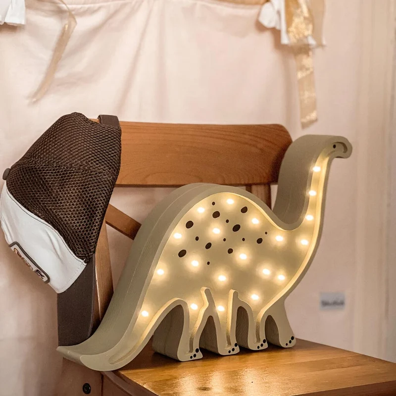 LED Nachtlicht Dino aus Holz, dimmbar