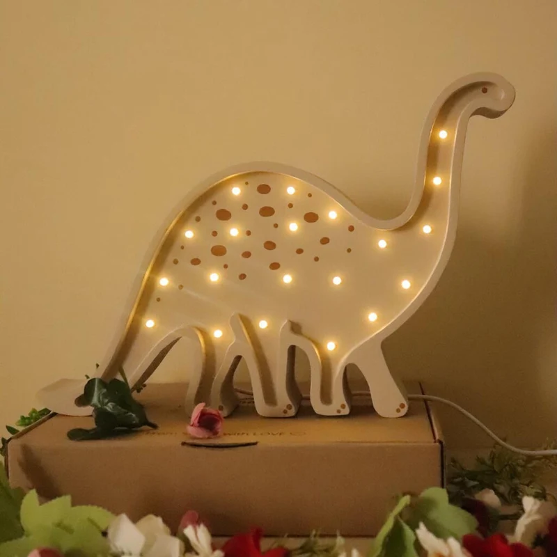 LED Nachtlicht Dino aus Holz, dimmbar