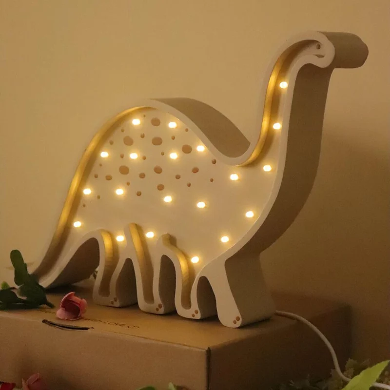 LED Nachtlicht Dino aus Holz, dimmbar