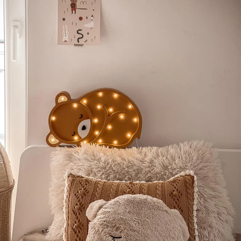 LED Nachtlicht Bär aus Holz, dimmbar