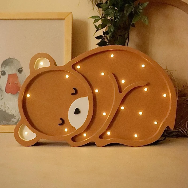 LED Nachtlicht Bär aus Holz, dimmbar