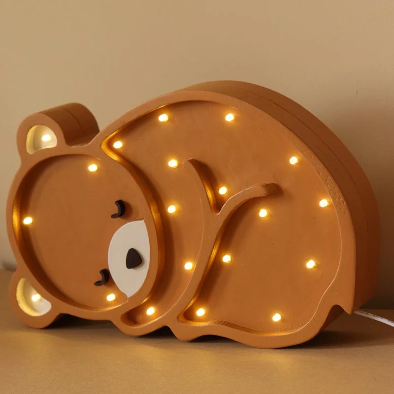 LED Nachtlicht Bär aus Holz, dimmbar