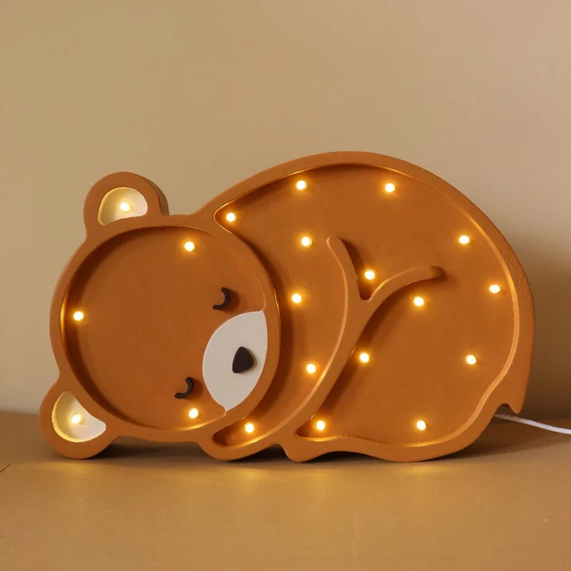LED Nachtlicht Bär aus Holz, dimmbar