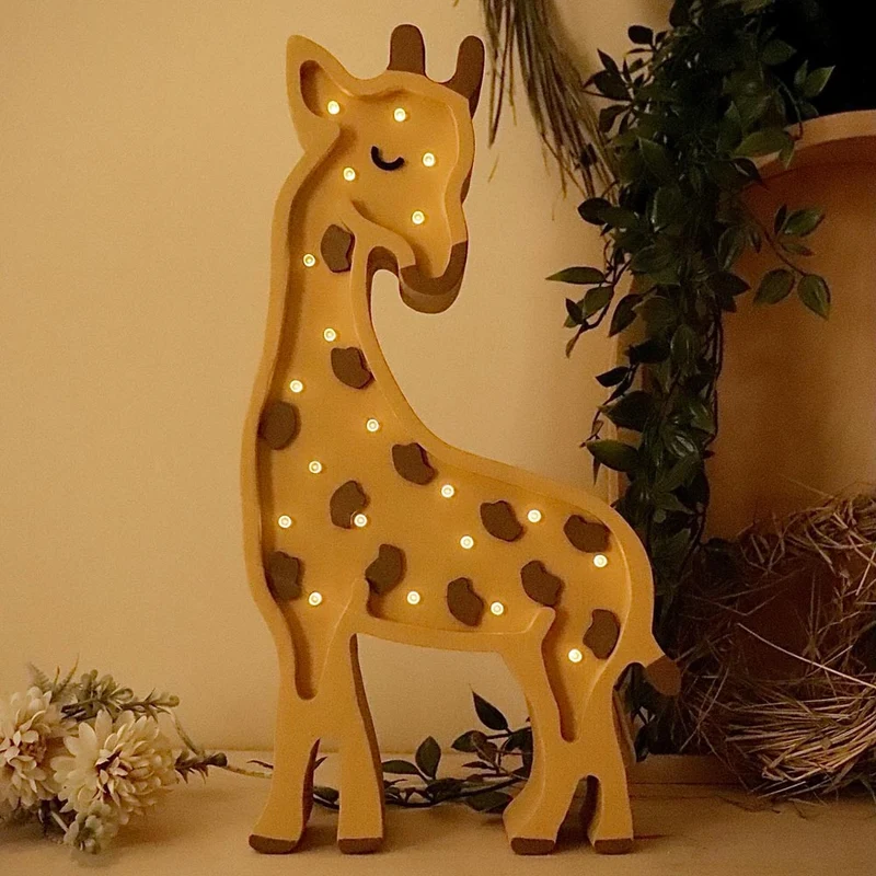 LED Nachtlicht Giraffe aus Holz, dimmbar
