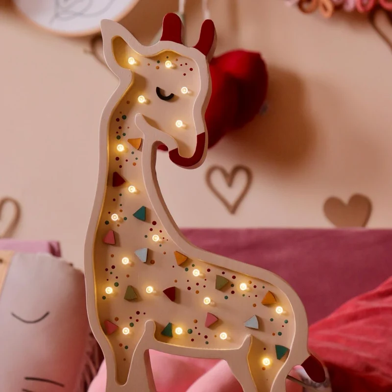 LED Nachtlicht Giraffe aus Holz, dimmbar