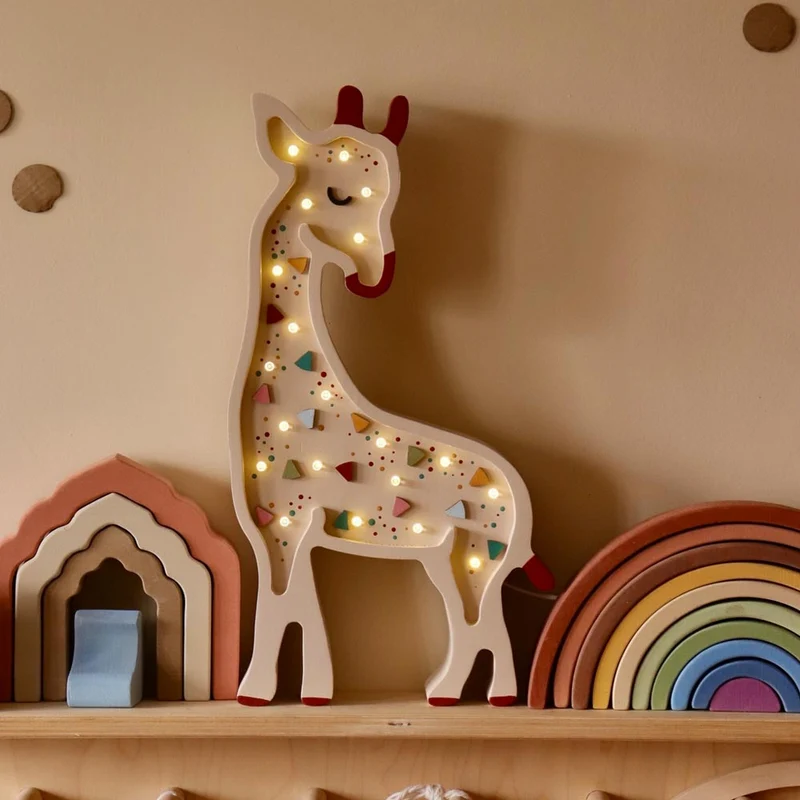 LED Nachtlicht Giraffe aus Holz, dimmbar