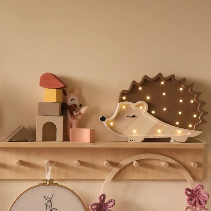 LED Nachtlicht Igel aus Holz, dimmbar