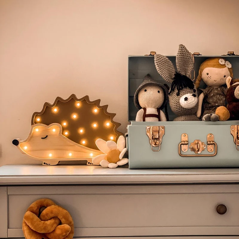 LED Nachtlicht Igel aus Holz, dimmbar