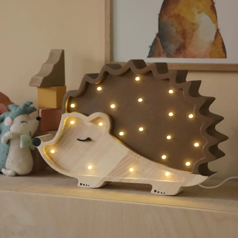 LED Nachtlicht Igel aus Holz, dimmbar