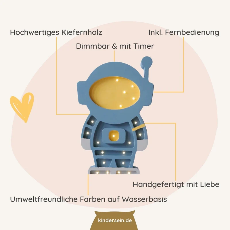 LED Nachtlicht Astronaut aus Holz, dimmbar