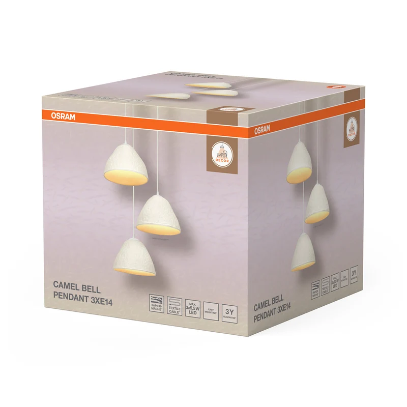 OSRAM DECOR Pendelleuchte 3-flammig Decor Camel Bell weiß, E14