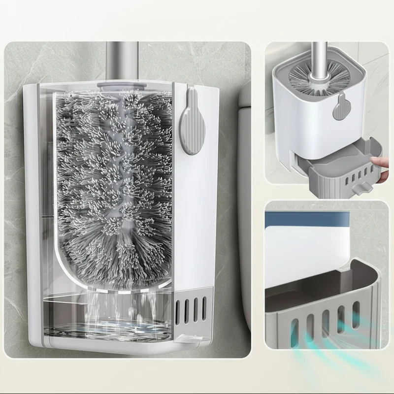 Euroselle Long-Handle Toilet Brush With Holder, Essential Cleaning Tool