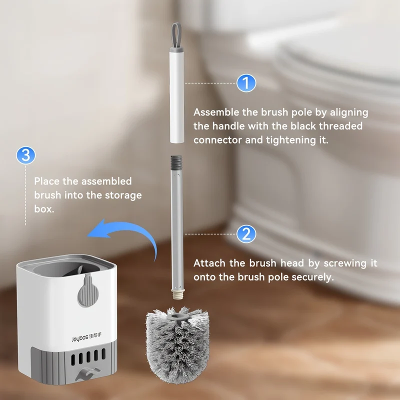 Euroselle Long-Handle Toilet Brush With Holder, Essential Cleaning Tool