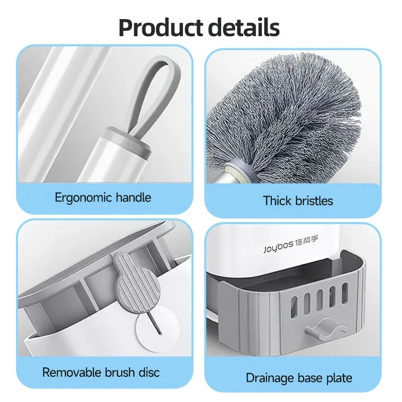 Euroselle Long-Handle Toilet Brush With Holder, Essential Cleaning Tool